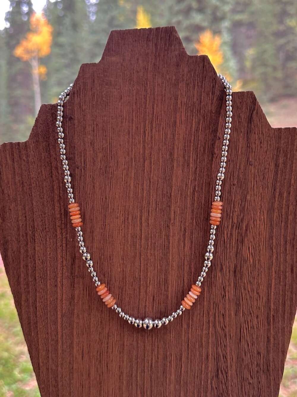 Handmade Agate Trails Stainless Steel Western Pearl Necklace 17 inch